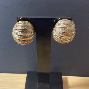 Large Elegant Gold Toned and Silver Women's Earrings